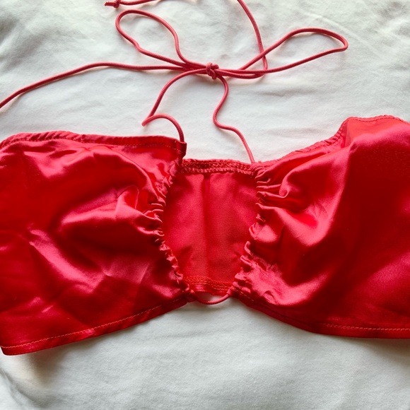 Satin Front-Tie Top - size Small - LIKE NEW! - Picture 2 of 5